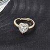 Brass Micro Pave Clear Cubic Zirconia Cuff Open Rings CU-CBA5C10-01G-3
