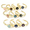 Hexagon Brass Pave Natural Gemstone & Cubic Zirconia Cuff Bangles for Women BJEW-Z172-01G-2
