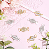 8Pcs 2 Colors Rhombus Brass Rhinestone Bikini Connectors Buckles FIND-HY0005-43-4