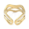Ion Plating(IP) 304 Stainless Steel Enamel Wave Cuff Finger Rings RJEW-L107-074G-01-3