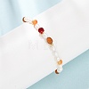 Natural Carnelian Chip and Rice Natural Pearl Beaded Bracelets GG-CBA3297-13G-A-3