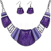 Trapezoid Alloy Resin Pendant Necklaces & Dangle Earrings Sets FS-WG8D8C4-03-2