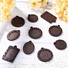 10Pcs 5 Styles Wood Pendant Cabochon Settings WOOD-TA0003-05-6