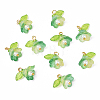 10Pcs Acrylic & Glass Flower Pendants PALLOY-YW00116-05-1