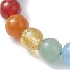 Natural Dyed Blue Lace Agate & Green Aventurine & Dyed Lapis Lazuli & Quartz Crystal & Red Aventurine & Carnelian & Dyed Quartz & Amethyst Beads Stretch Bracelets for Women BJEW-JB12934-01-3