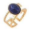 Oval Natural Lapis Lazuli Finger Rings RJEW-Z057-11G-03-1