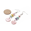 Natural Shell Flat Round & Dyed Synthetic Turquoise Chips Beaded Dangle Earrings EJEW-JE05222-3