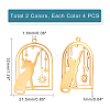 8Pcs 2 Colors 201 Stainless Steel Pendants STAS-DC0005-12-4
