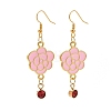 Enamel Peony with Rhinstone Dangle Earrings EJEW-JE05131-02-1