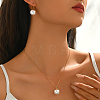 Women's Stainless Steel & Imitation Pearl Earrings & Pendant Necklaces Sets GB5667-4