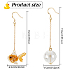 ANATTASOUL 2 Pairs 2 Colors Resin Fish & Glass Ball Asymmetrical Earrings EJEW-AN0002-32-2