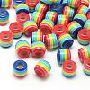 Opaque Stripe Resin European Beads RESI-S344-07-1