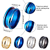 8Pcs 4 Colors 316L Titanium Steel Grooved Finger Ring Settings FIND-DC0001-04-4