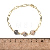Natural Crazy Agate Faceted Flat Round Beaded Brass Paperclip Chain Bracelets GG-CBA37F5-02G-09-5