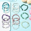 3Pcs 3 Styles Natural & Synthetic Mixed Gemstone Chip & Natural Cultured Freshwater Pearl Beaded Stretch Bracelets Set for Women BJEW-JB13762-1