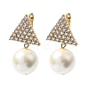 Triangle Brass Micro Pave Clear Cubic Zirconia Hoop Earrings EJEW-H180-01C-G-4