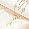 304 Stainless Steel Shell Pearl Clover Pendant Double Layered Necklaces for Women NJEW-U036-01G-2