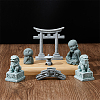 SUPERFINDINGS 7Pcs 7 Styles Mini Sandstone Bridge & Resin Torii Gate/Lion/Ksitigarbha Buddha/Monks DJEW-FH0001-23-5