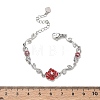Brass Micro Pave Clear Cubic Zirconia Link Chain Bracelets for Women BJEW-C156-05P-5