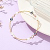 Nuggets Natural Cultured Freshwater Pearl & Brass Beaded Copper French Wired Bangles BJEW-JB13980-1