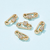 Brass Micro Pave Clear Cubic Zirconia Screw Carabiner Lock Charms KK-BC0004-62-4