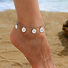 Beach Style Adjustable Flat Round Charm Anklets for Women FL2830-1