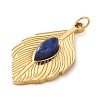 Ion Plating(IP) 304 Stainless Steel Pave Natural Lapis Lazuli Pendants STAS-Q333-04G-01-2