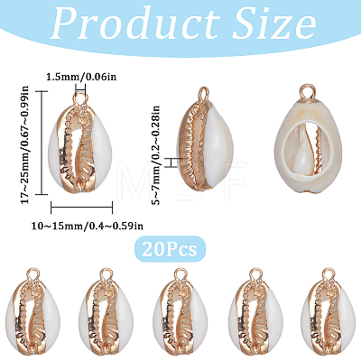 20Pcs Electroplated Natural Cowrie Shell Pendants SSHEL-SC0001-23-1