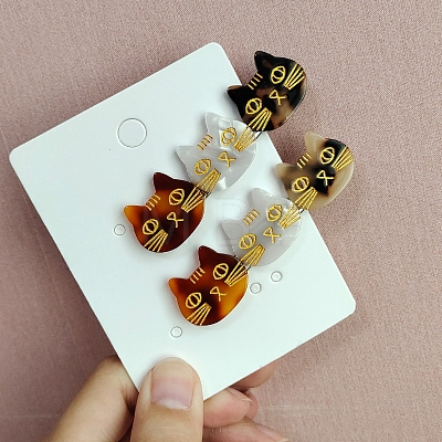 Cute Cat Cellulose Acetate(Resin) Alligator Hair Clips PW-WG98496-01-1