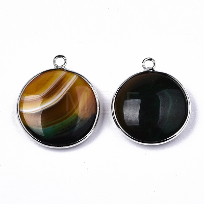 Natural Banded Agate Pendants G-N326-87A-02-1
