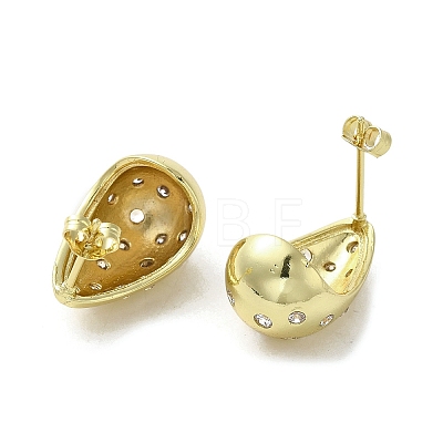 Brass with Cubic Zirconia Stud Earrings EJEW-G381-03G-1