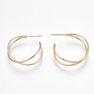 Brass Stud Earrings X-KK-T038-304G-1