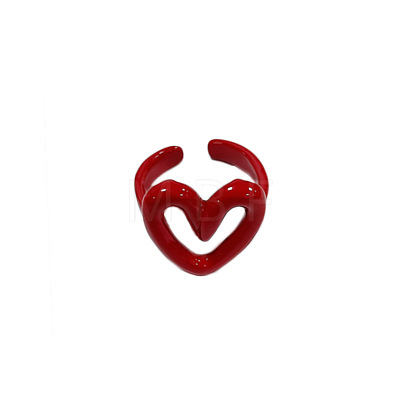 Hollow Heart Alloy Enamel Cuff Rings for Women WGE5648-02-1