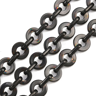 201 Stainless Steel Flat Round Link Chains Chains CHS-F024-08EB-1