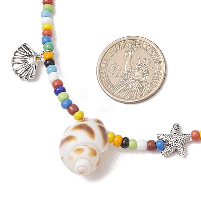 Natural Spiral Shell Pendant Necklaces NJEW-JN05179-1