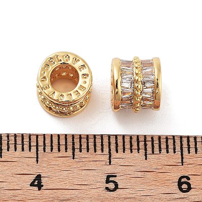 Column Brass Micro Pave Clear Cubic Zirconia Beads KK-S394-05A-1