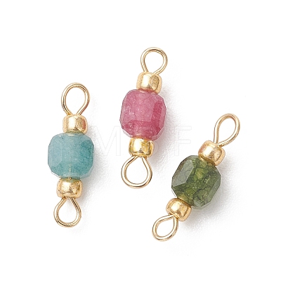 Natural Mixed Stone Faceted Cube Connector Charms PALLOY-JF05037-1
