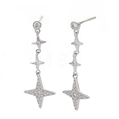Star Long Dangle Stud Earrings X-EJEW-S199-24P-NF-1