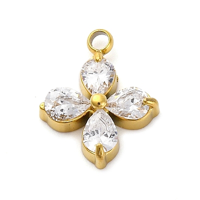 304 Stainless Steel Micro Pave Cubic Zirconia Pendants X-STAS-U042-06G-05-1