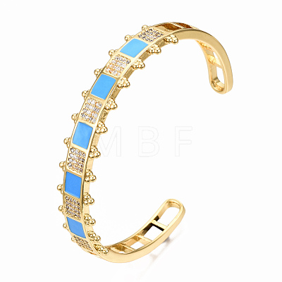 Brass Micro Pave Clear Cubic Zirconia Cuff Bangles BJEW-N302-006B-NF-1