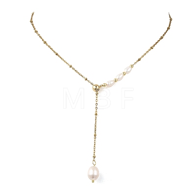 Adjustable 304 Stainless Steel Satellite Chain Lariat Necklaces NJEW-JN06147-1