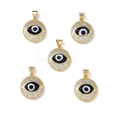Real 18K Gold Plated Brass Clear Cubic Zirconia Pendants ZIRC-L102-12G-01-1