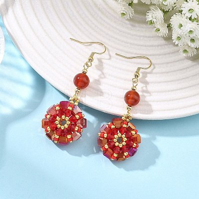 Glass Seed Beads Dangle Earrings EJEW-MZ00763-02-1