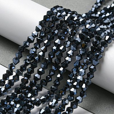 Transparent Electroplate Glass Beads Strands GLAA-F029-3mm-C02-1