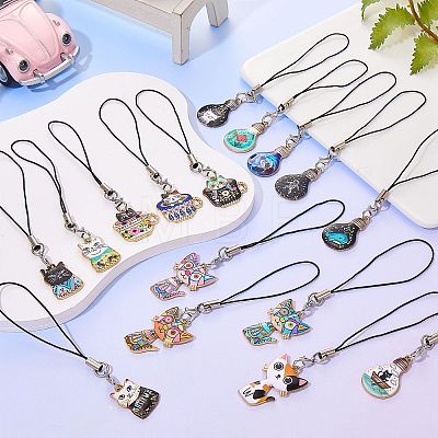 Alloy Enamel Mobile Strap HJEW-SW00025-02-1