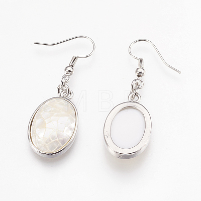 Natural White Shell Dangle Earrings EJEW-F162-B04-1