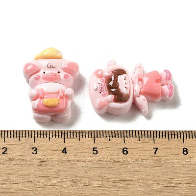 Stationery Theme Opaque Pig Study Tool Resin Decoden Cabochons RESI-G090-02-1