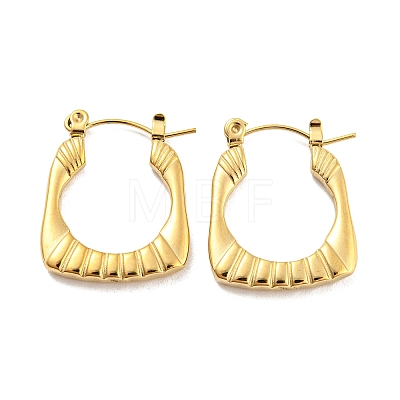 Texture Rectangle 304 Stainless Steel Hoop Earrings for Women EJEW-C067-08G-1