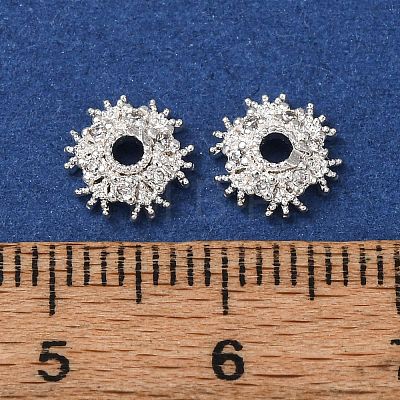 Brass Clear Cubic Zirconia Bead Caps KK-L272-03S-1