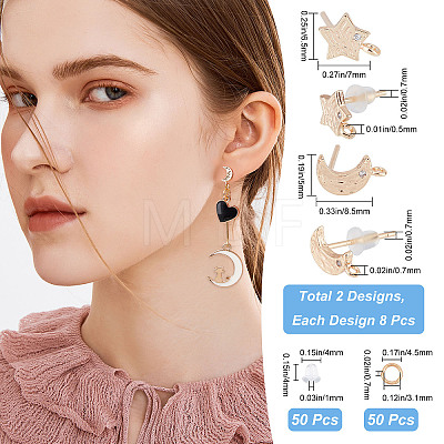 16Pcs 2 Style Brass Stud Earring Findings KK-CN0001-89-1